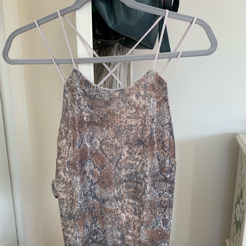 Snakeskin, sequined tank